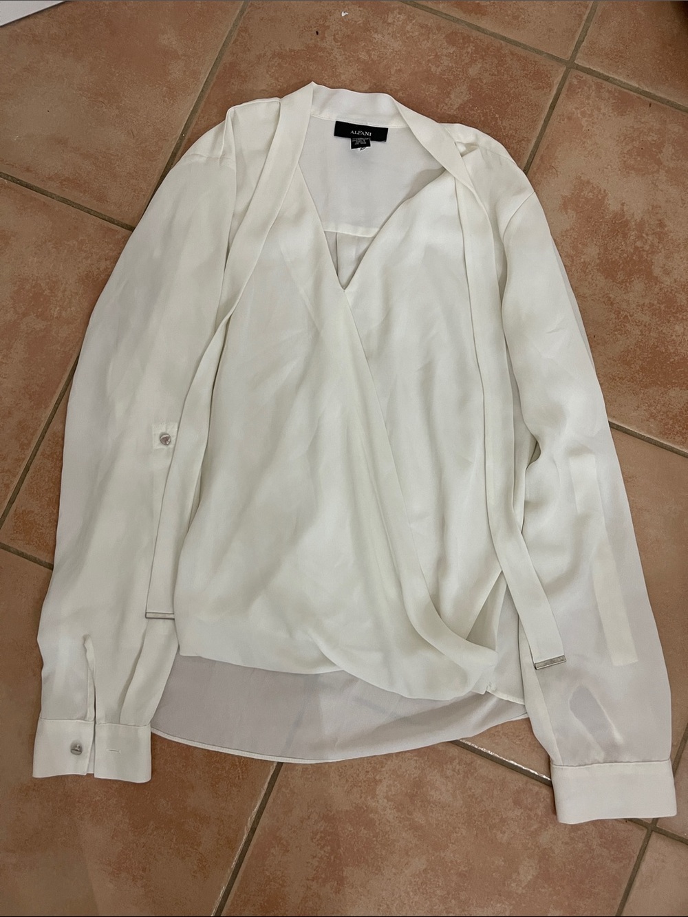 Alfani White Wrap-Front V-Neck Blouse